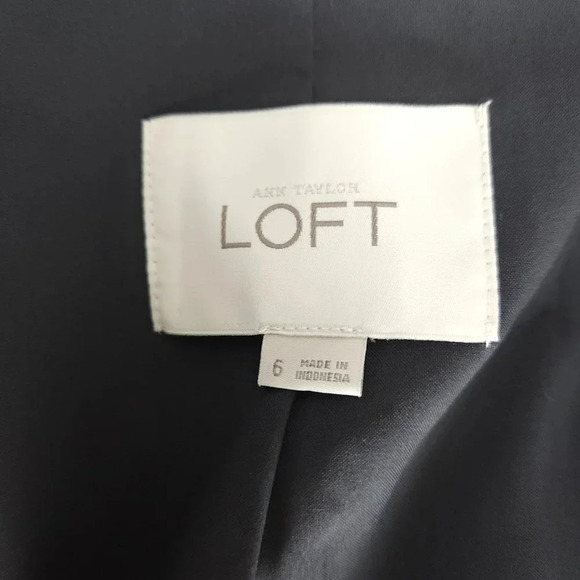 Ann Taylor LOFT Blazer Charcoal Gray Long Sleeve 1 Button Career Jacket - Picture 6 of 8